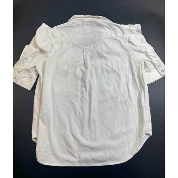 Zadig & Voltaire NWOT‎ Toky Ruffle Cotton Denim Shirt in Judo Jacket Small $298 - Picture 4 of 6